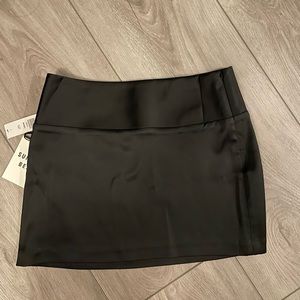 Aritzia black satin mini skirt